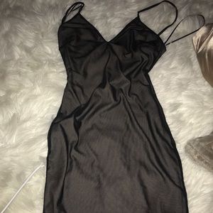 Black mesh beige dress
